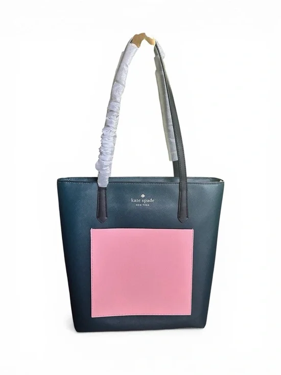 Kate Spade Colorblock Tote NWT Green Pink Leather Zip - Picture 10 of 16